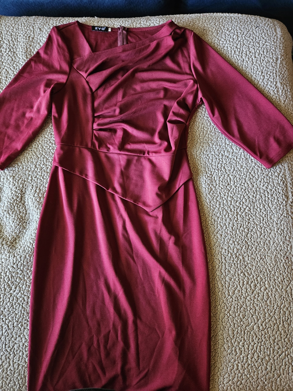 Burgundy Ruched Waist Sheath Dress